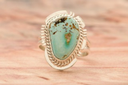Genuine Kingman Turquoise Sterling Silver Native American Ring